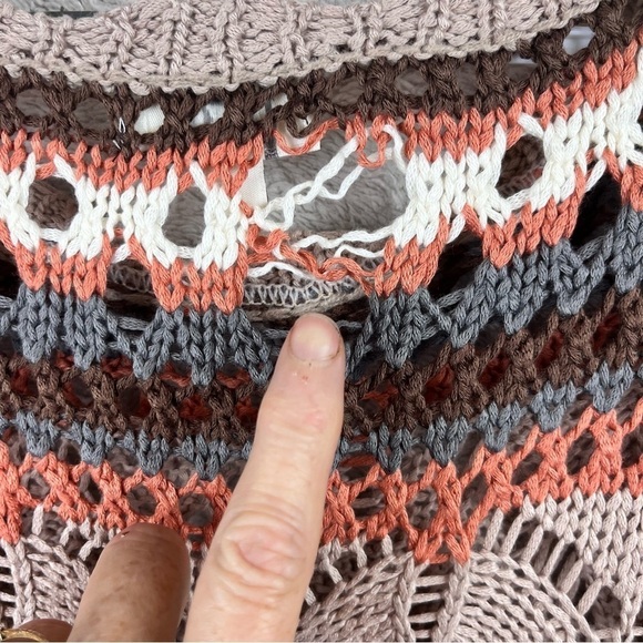 Umgee Loose Knit Oversized Sweater Muted Colors Striped Large - Picture 11 of 13